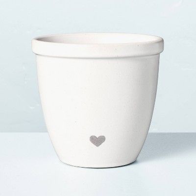 Subtle Heart Ceramic Outdoor Planter Pot Cream/Gray - Hearth & Hand™ with Magnolia | Target