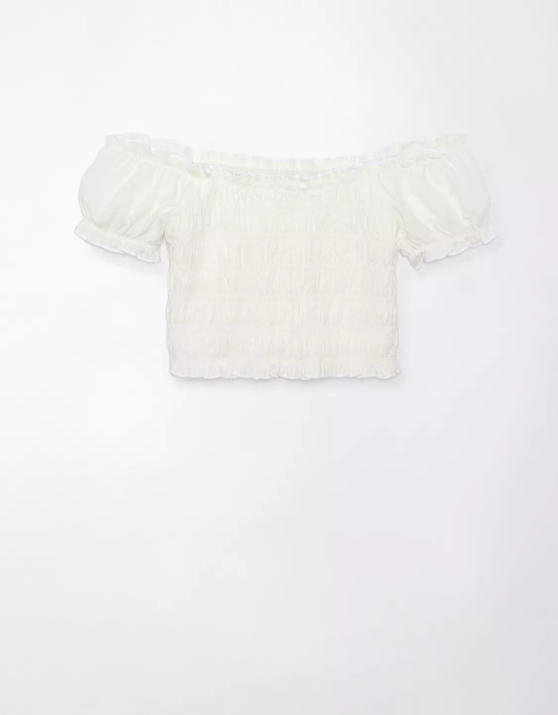 AE Off-The-Shoulder Cropped Smocked Top | American Eagle Outfitters (US & CA)