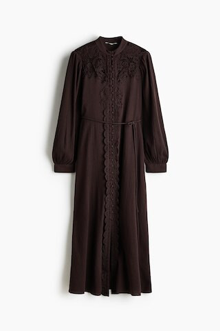H & M - Lace-Detail Cotton Dress - Brown | H&M (US + CA)