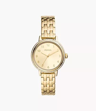 Reid Three-Hand Gold-Tone Stainless Steel Watch | Fossil (US)