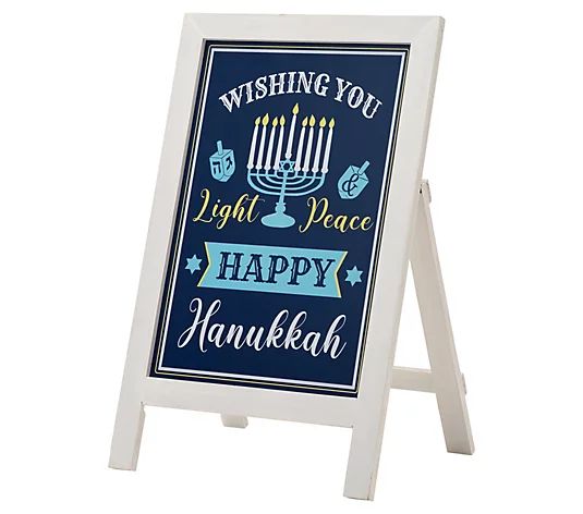 Glitzhome Happy Hanukkah 24" Wooden Porch Sign - QVC.com | QVC