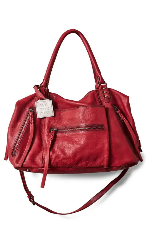 Free People We The Free Emerson Lambskin Leather Tote in Crimson at Nordstrom | Nordstrom