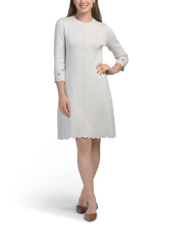 Scalloped Edge Sweater Dress for Women | Rayon/Nylon | Marshalls