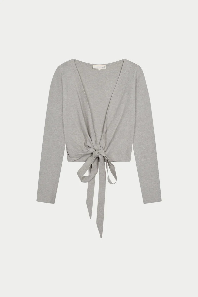WRAP AROUND KNIT CARDIGAN - GREY MARL | The Couture Club
