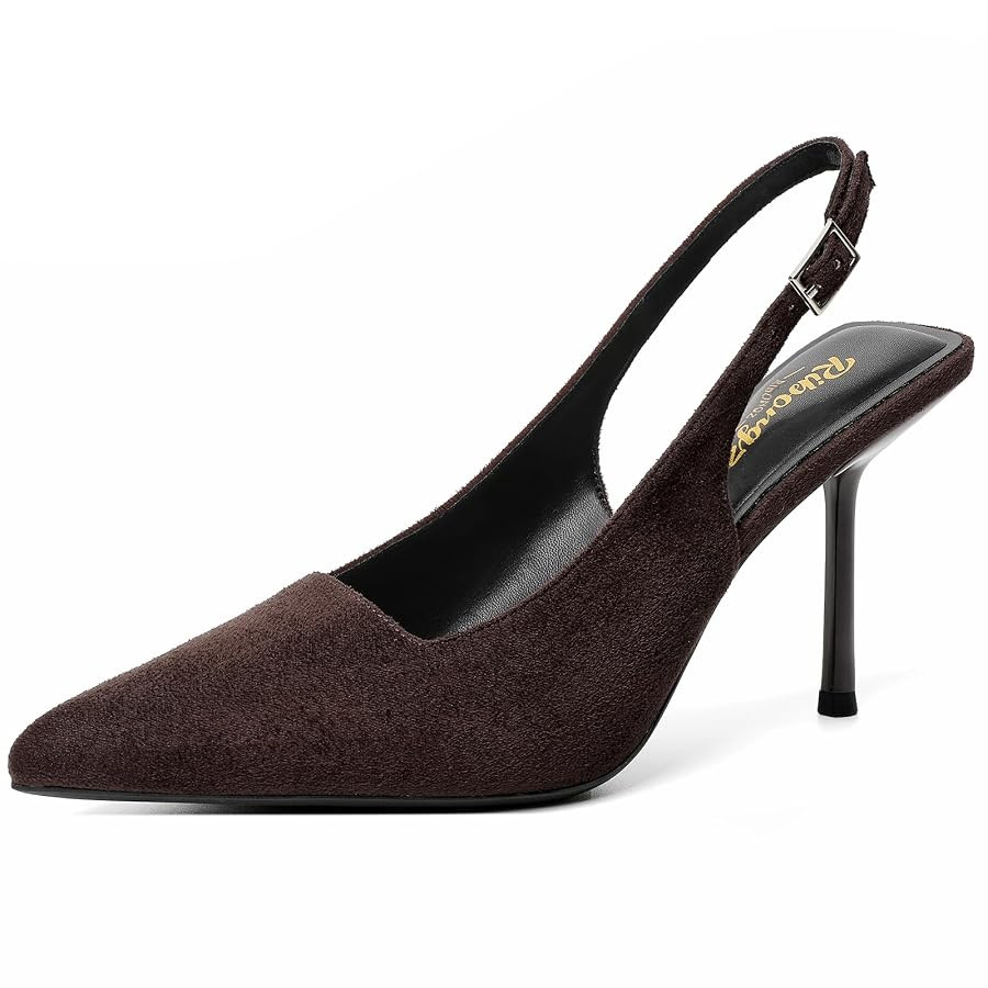 RIBONGZ Sexy Slingback Pumps Elegant Dressy Heels for Women Closed Toe Pointy High Heels Wedding ... | Amazon (US)