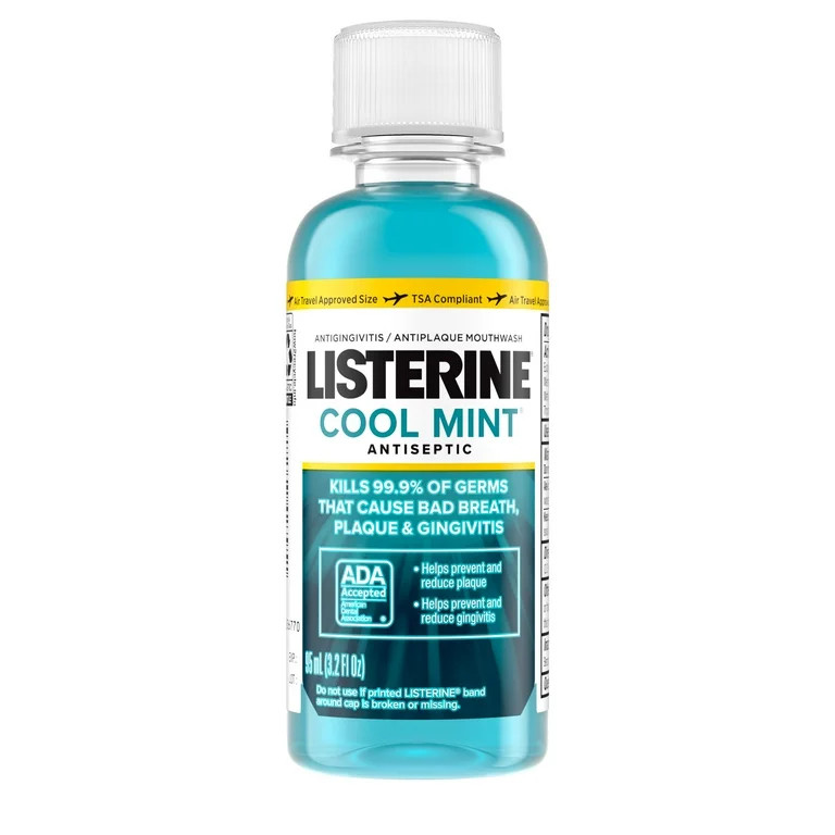Listerine Cool Mint Antiseptic Travel Mouthwash for Bad Breath, 3.2 oz | Walmart (US)