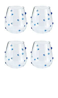 Chefanie Stemless Blue Dot Glasses from Revolve.com | Revolve Clothing (Global)