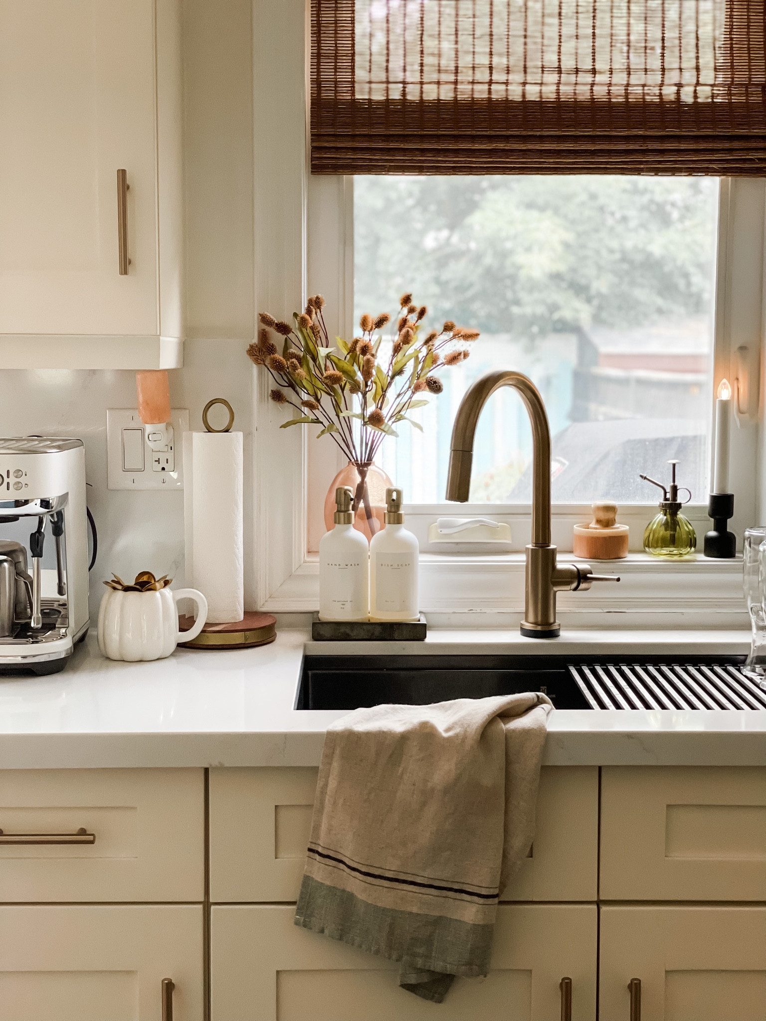 Fall kitchen vibes. Gold faucet. Pumpkin mug  

#LTKhome #LTKSeasonal