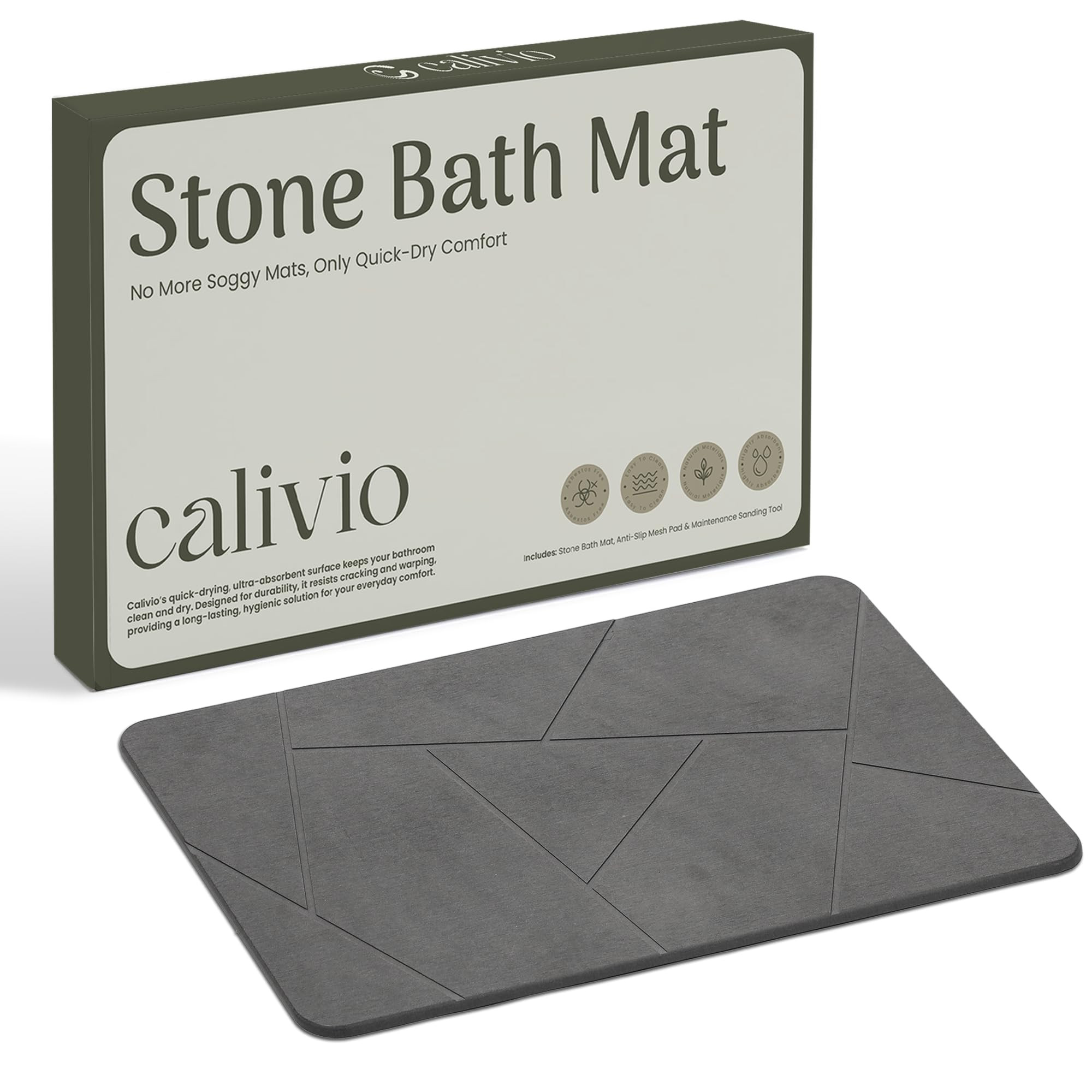Quick Dry Shower Stone Bath Mat, Super Absorbent & Non-Slip 24 x 16 Inch Diatomaceous Earth Mat, ... | Amazon (US)
