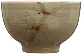 Bloomingville Stoneware Hand-Painted Bamboo, Reactive Glaze Bowl, 5" L x 5" W x 3" H, Cream | Amazon (US)