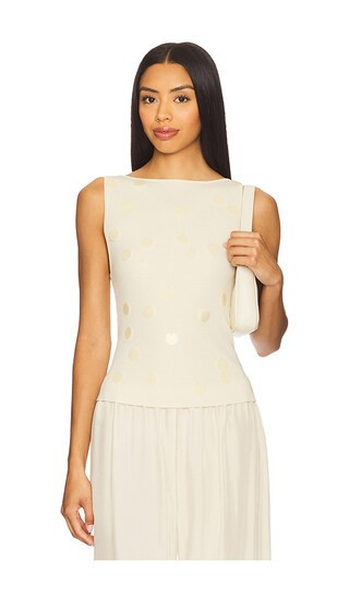 L'Academie by Marianna Juliene Matte Paillette Top in Beige. - size L | Revolve Clothing (Global)