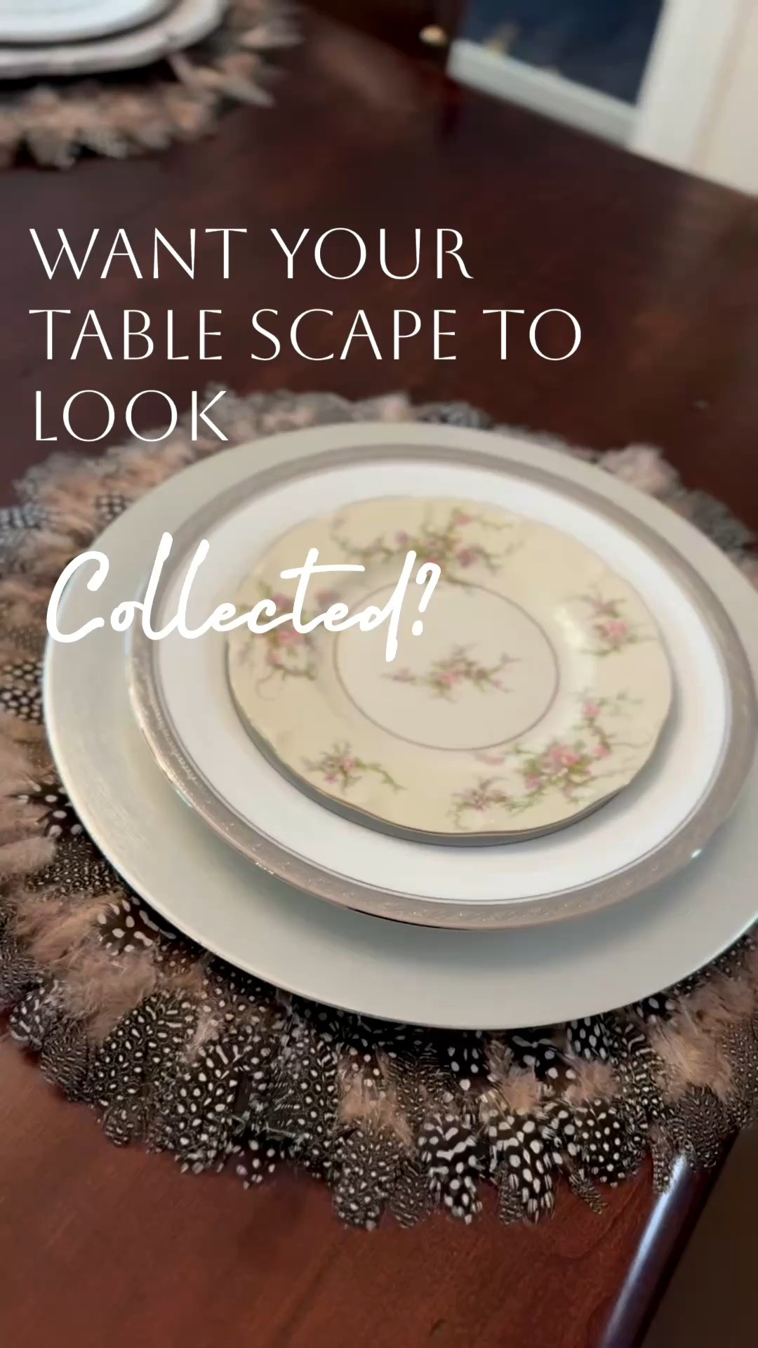 How do you get your table scape to look collected? Mix it up! Feather placemats give texture, add silver and concrete chargers, mix up the china pattern. Not everything has to match.  Save this for when you need some table setting inspiration.

#LTKHome