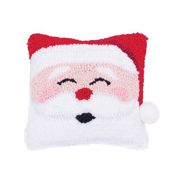 C&F Home 8" x 8" Happy Santa Hooked Petite Christmas Holiday Pillow | Target