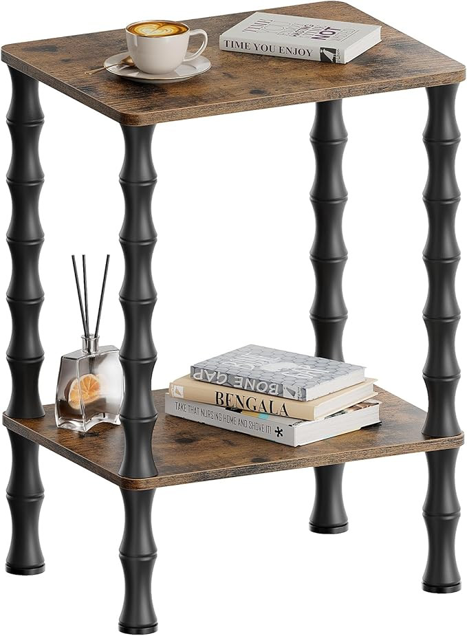 Side Table, 2-Tier End Table with Storage Shelf, Night Stand for Small Spaces, Modern Coffee Tabl... | Amazon (US)