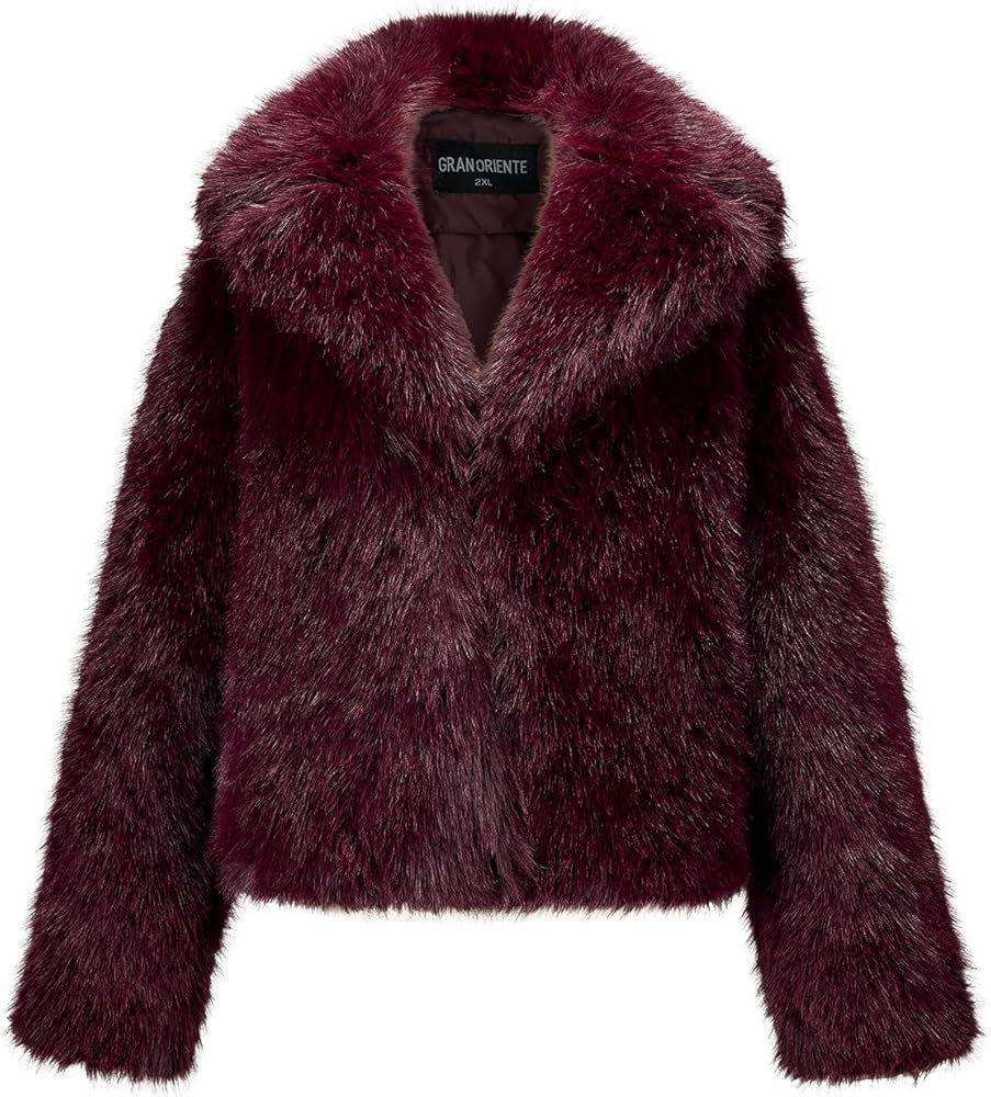 GRAN ORIENTE Women's 2025 Winter Furry Faux Fur Jackets,Cropped Fluffy Shaggy Warm Parka Coat Out... | Amazon (US)