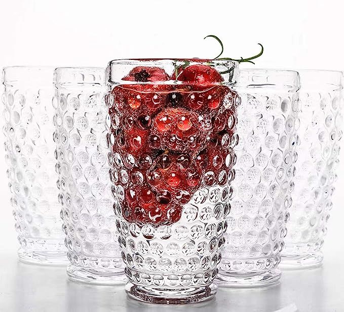 Haidio Highball Hobnail Glasses Set of 6 Tall Drinking Glasses,13oz Lead-free Crystal Glassware.I... | Amazon (US)
