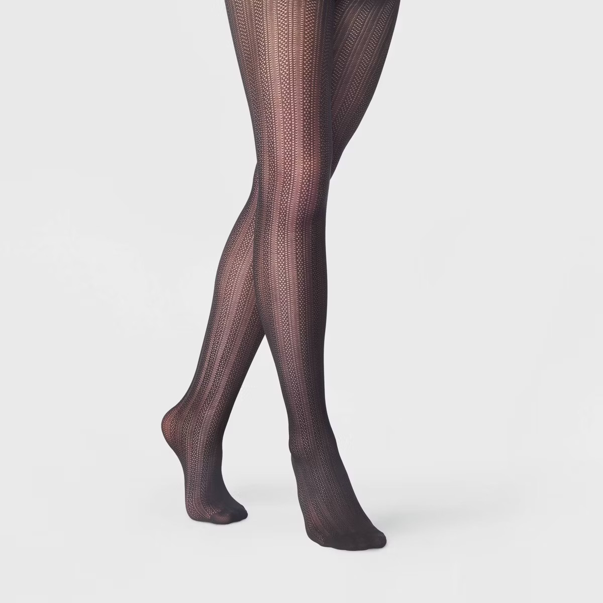 Women's Vertical Striped Openwork Pointelle Tights - A New Day™ Black | Target