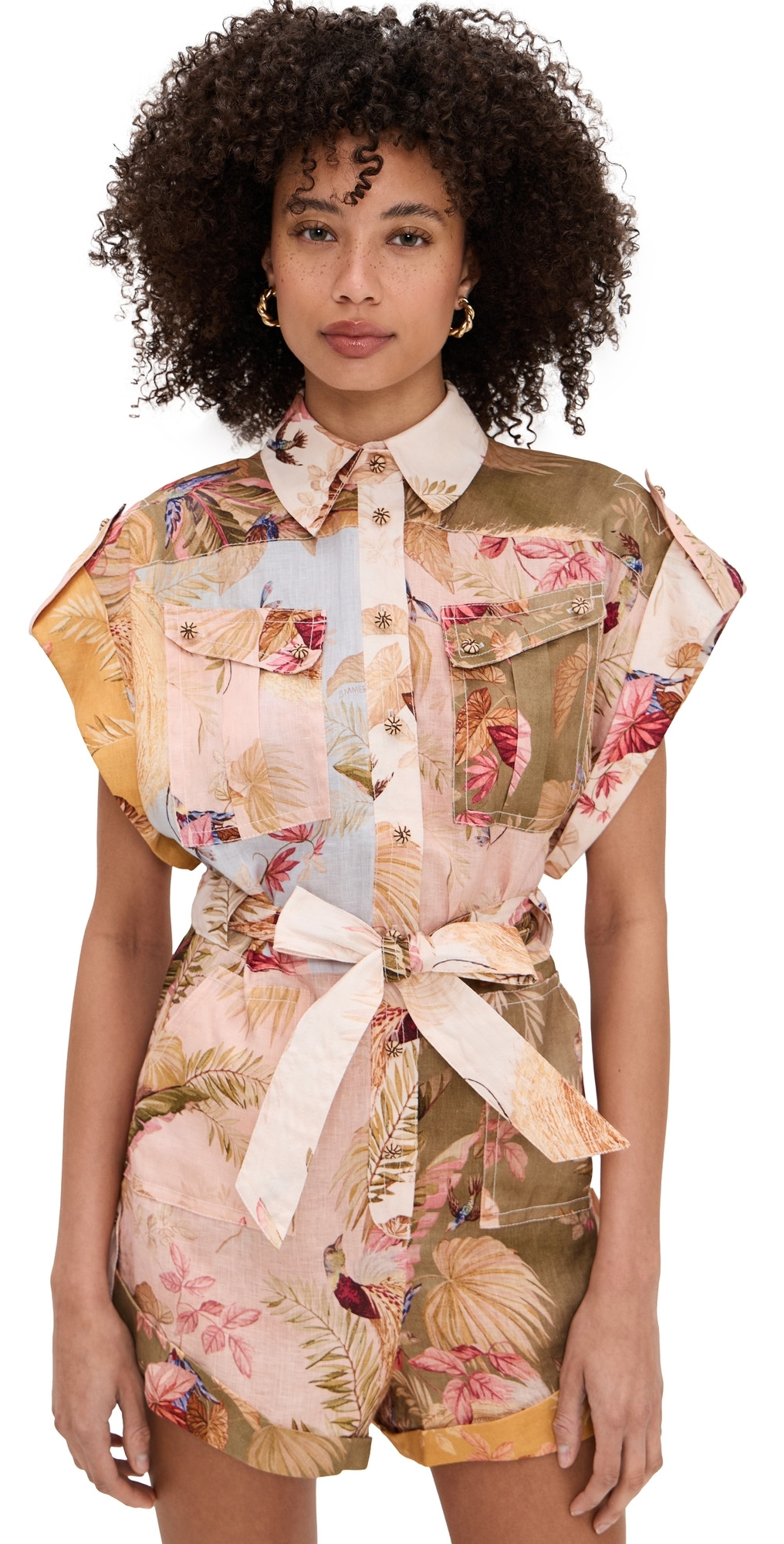 Zimmermann Ascension Cuffed Playsuit Spliced 1 | Shopbop