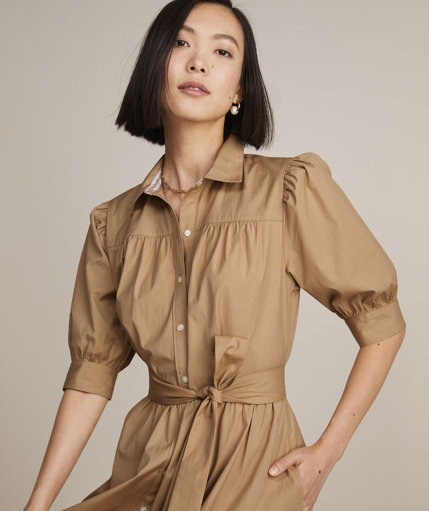 Puff Sleeve Midi Shirtdress | vineyard vines