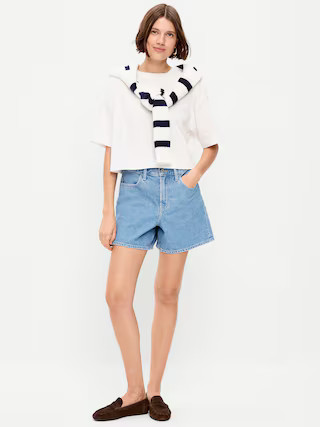 High-Waisted Wow Baggy Jean Shorts -- 5-inch inseam | Old Navy (US)