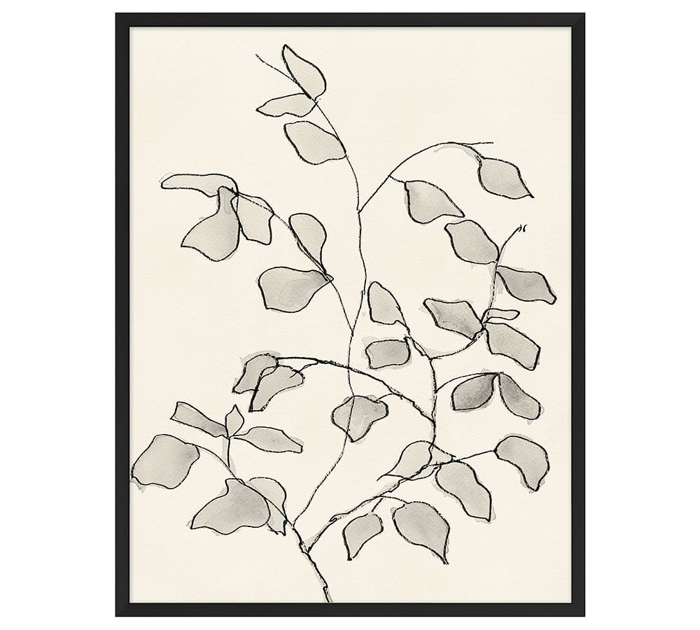 Charcoal Leaves Framed Print | Pottery Barn (US)