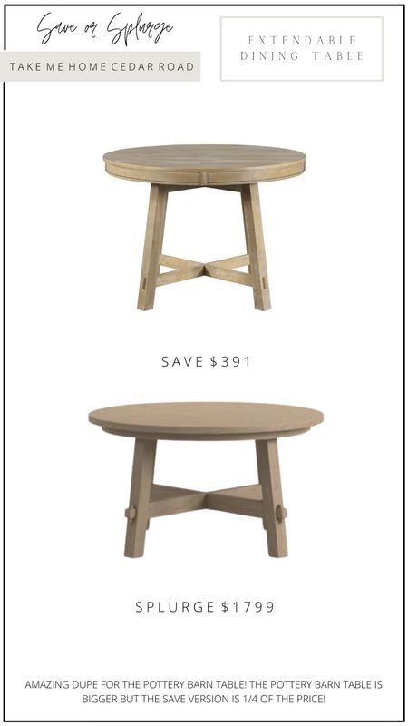 I have this amazing dupe table that is so similar to the Pottery Barn one but 1/4 of the price! The dupe table is smaller but it is good quality and perfect size for a kitchen nook. 

Pottery barn one extendable 72” and the Amazon one extends to 58”. 

Dining table, round dining table, extendable dining table, oval dining table, pottery barn toscana, pottery barn Toscana dupe, amazon home, Amazon finds 

#LTKsalealert #LTKhome