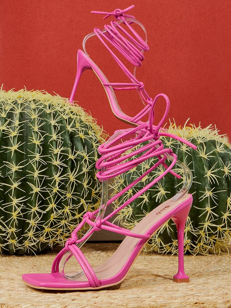 Tie Leg Design Stiletto Heeled Strappy Sandals | SHEIN
