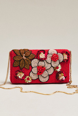 Maeve Beaded 3D Floral Embellished Clutch | Anthropologie (US)