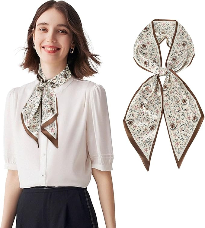 59" Mulberry Silk Like Head Scarf Women's Fashion Square Neck Satin Scarfs for Bag Hair Scarves G... | Amazon (US)