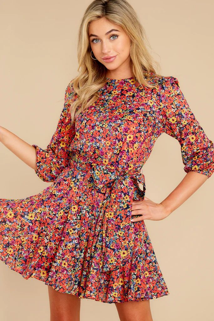 Chasing This Black Multi Floral Print Dress | Red Dress 