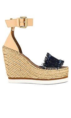 See By Chloe Frayed Wedge in Denim from Revolve.com | Revolve Clothing (Global)