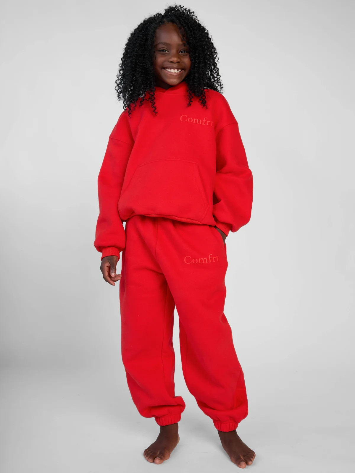 Comfrt Minimalist Kids Sweatpants | Crimson | Red | Oversized | M | Medium | Comfrt