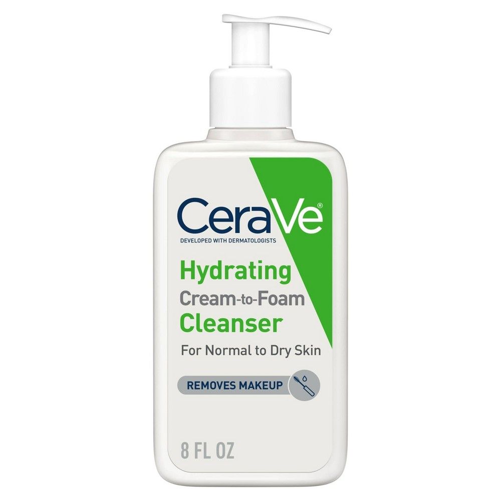 CeraVe Face Wash, Hydrating Cream-to-Foam Cleanser & Makeup Remover - 8oz | Target