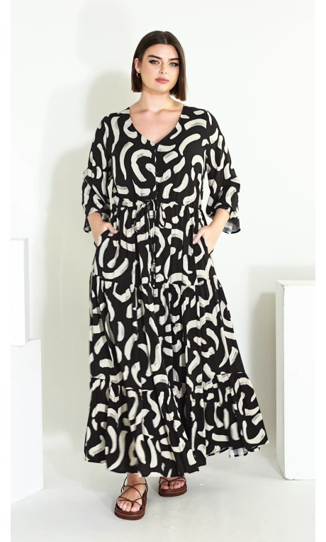 Endless Sun Print Maxi Dress - black | Avenue