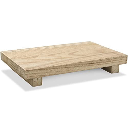 Nuogo Wood Riser Tray Soap, Stand Soap Tray for Kitchen Sink, Wood Pedestal for Kitchen Counter Sink Stand Decorative Rustic Bathroom Dishes Plant Bottles Candles Display(12 x 7 Inch,Natural) | Amazon (US)