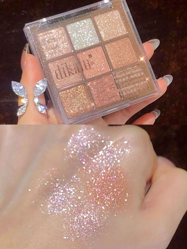 9 Cores Paleta De Sombras , Glitter Sombra Dos Olhos Pó Cintilar Sombra Bandeja Sombra Paleta | SHEIN