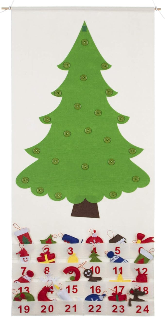 Good Ruby Christmas Tree Advent Calendar for Kids, Hanging Felt Calendars with Pockets, Countdown... | Amazon (US)