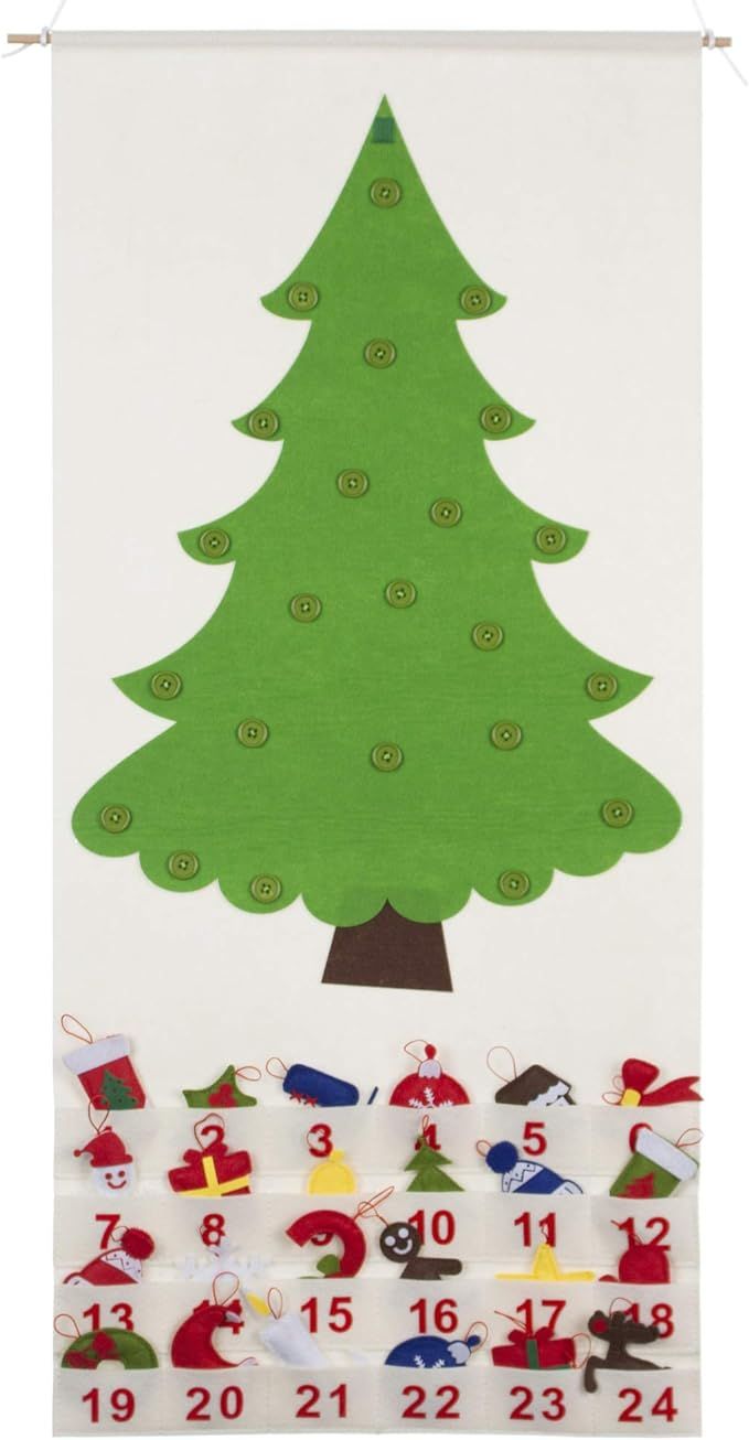 Good Ruby Christmas Tree Advent Calendar for Kids, Hanging Felt Calendars with Pockets, Countdown... | Amazon (US)