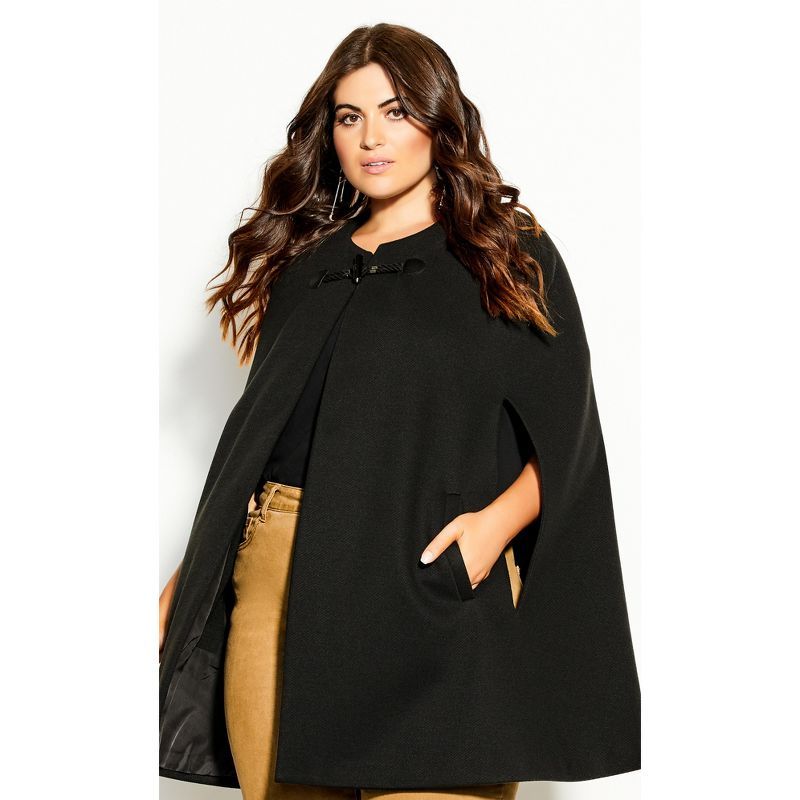 Women's Plus Size Elegant Cape Jacket - Black |  CITY CHIC | Target