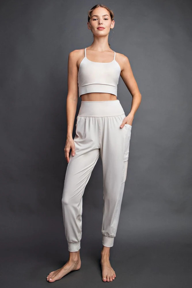 Cream Cargo Pocket Jogger Pants | PinkBlush Maternity