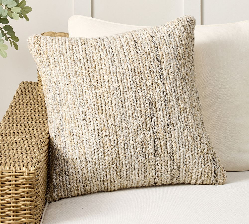 Sweater Knit Outdoor Pillow | Pottery Barn (US)