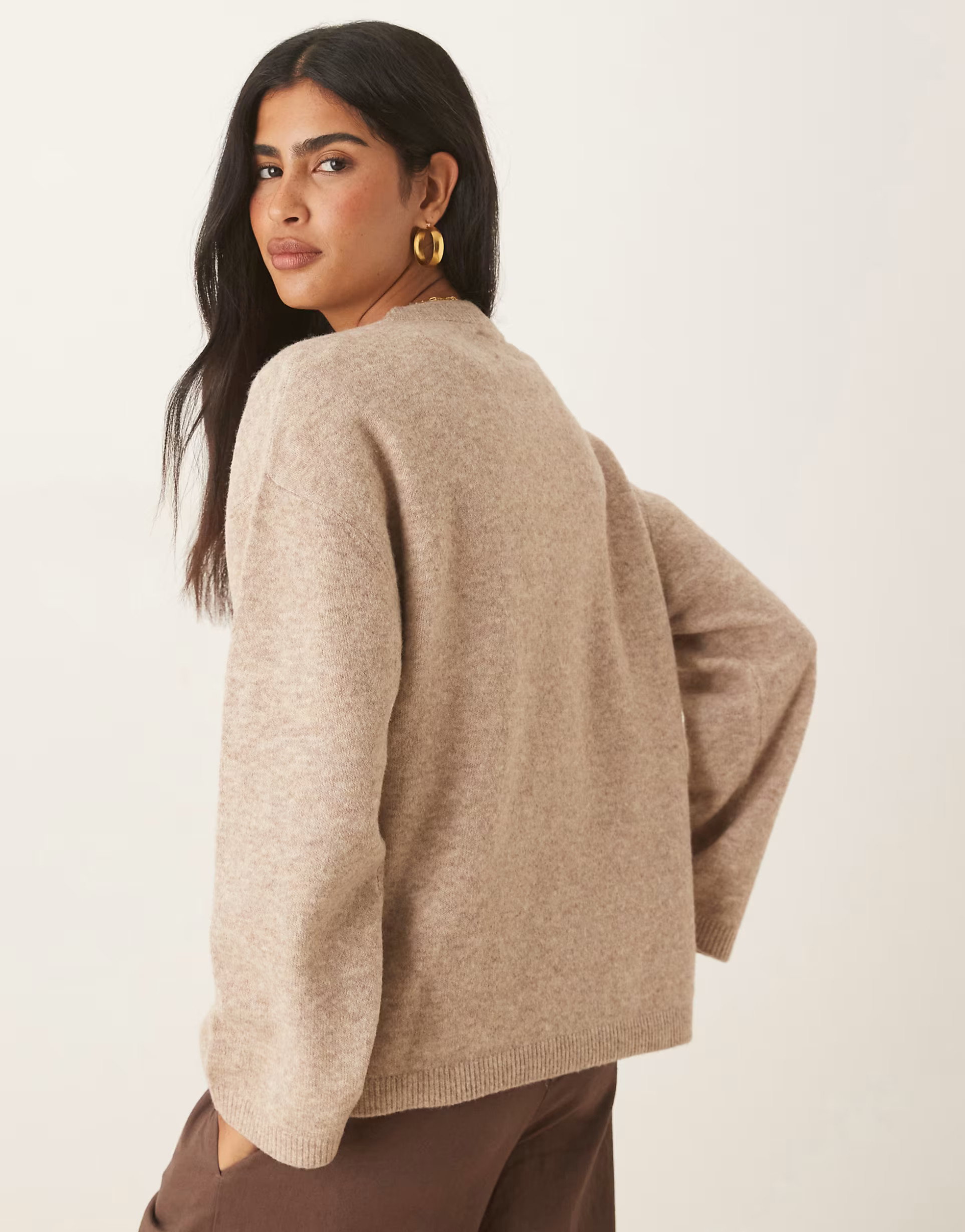 ASOS DESIGN longline crew neck sweater in rye | ASOS | ASOS (Global)