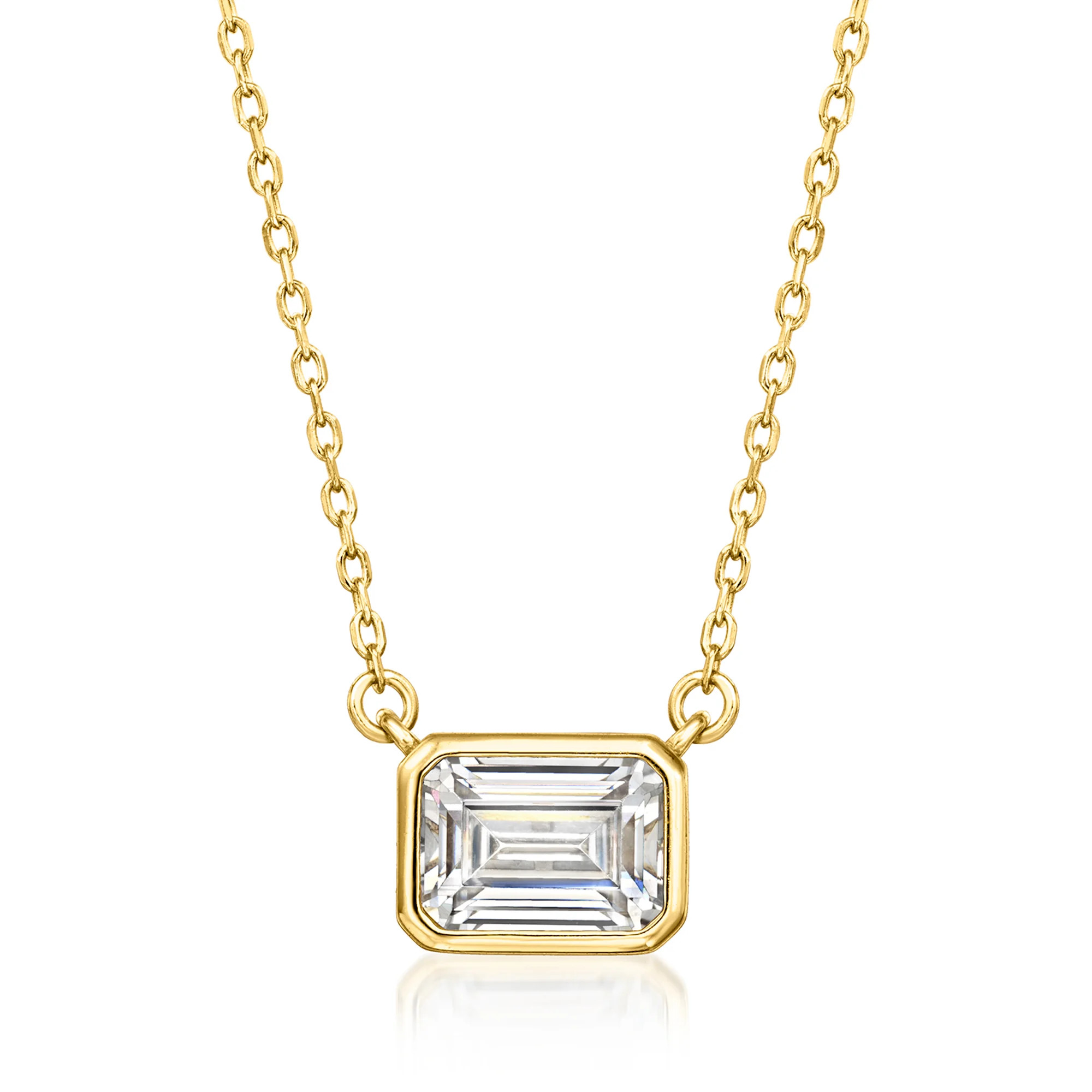 1.20 Carat Emerald-Cut CZ Necklace in 18kt Gold Over Sterling | Ross-Simons