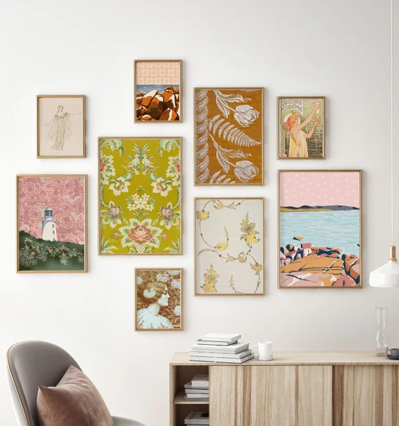 Eclectic Mix Boho Gallery Wall Prints Set of 9 Downloadable - Etsy | Etsy (US)