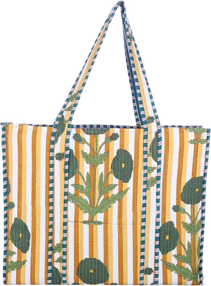 100% Cotton Shoulder Bag Tote Bag Women Reversible Shopping Bag &Grocery Bags Stylish Travel Bag ... | Amazon (US)