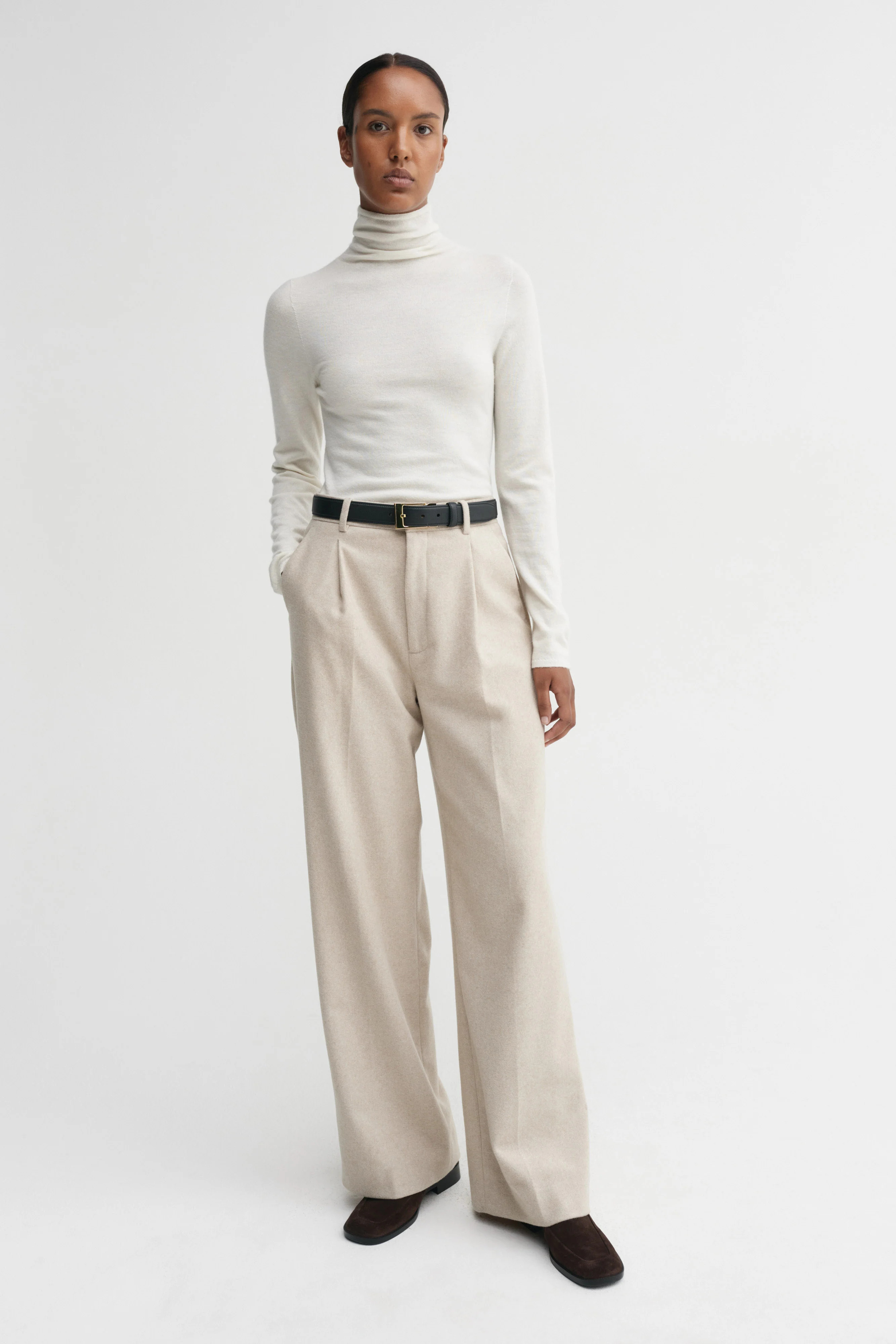 Farra Turtleneck Top, cream | Almada Label