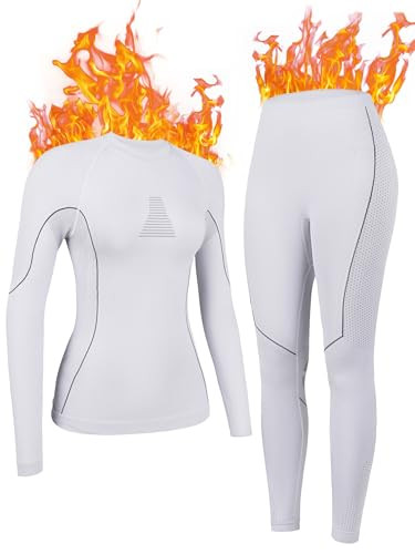 ATTRACO Women Thermal Base Layer Seamless Yarn Thermal Sets for Women Winter Warm Long John White M | Amazon (US)