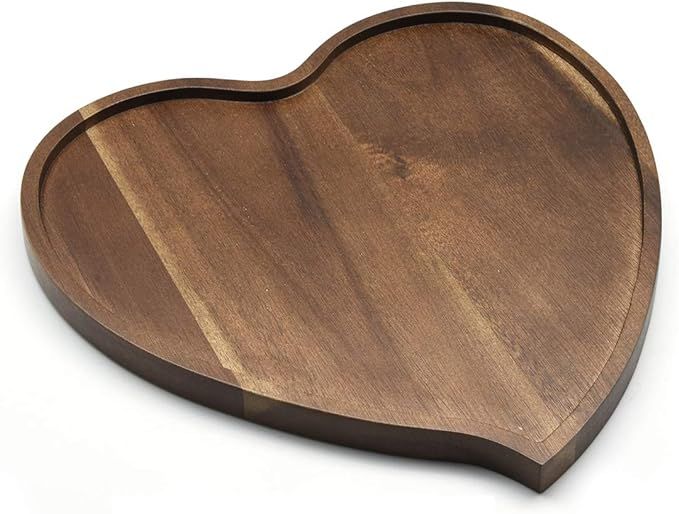 JB Home Collection, Premium Acacia Wood Heart Shape Plate Romantic Wedding Serving Tray for Snack... | Amazon (US)