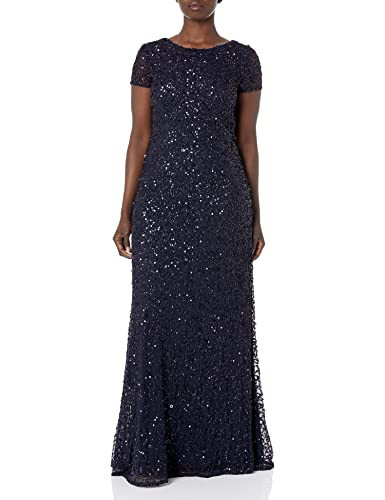 Adrianna Papell womens Cap Sleeve All Over Beaded Gown Dress, Navy, 2 US | Amazon (US)