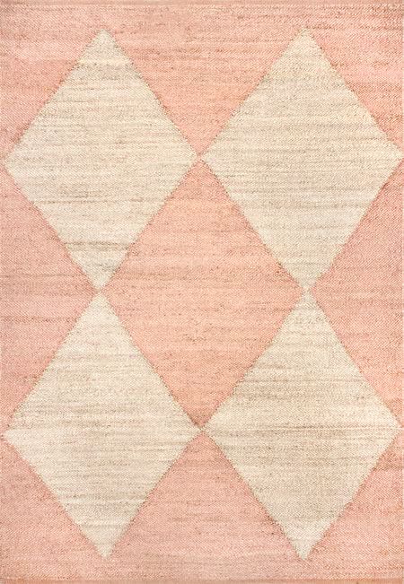 Light Pink Jute Harlequin Trellis Area Rug | Rugs USA